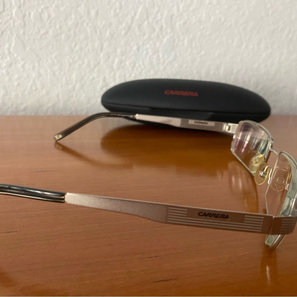 FRAME Only Carrera Eyewear Rectangular Silver Metal Frame and Case Unisex - Picture 5 of 12